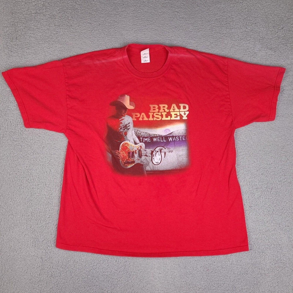 Brad Paisley T-Shirt Adult XXL Red Time Well Wasted Country Music Band Gildan